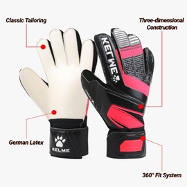KELME Goalkeeper Gloves for Kids Adults,Abrasion-Resistant Latex Palms with Enhanced Grip Technology,Goalie Gloves with Adjustable Double Wrist Straps,Size 5