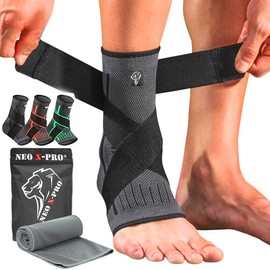 NEO X-PRO Ankle Support - Stabilises the Ankle, Prevents Twisting - Provides Support and Compression - Facilitates Recovery from Injuries - Comfortable and Adjustable