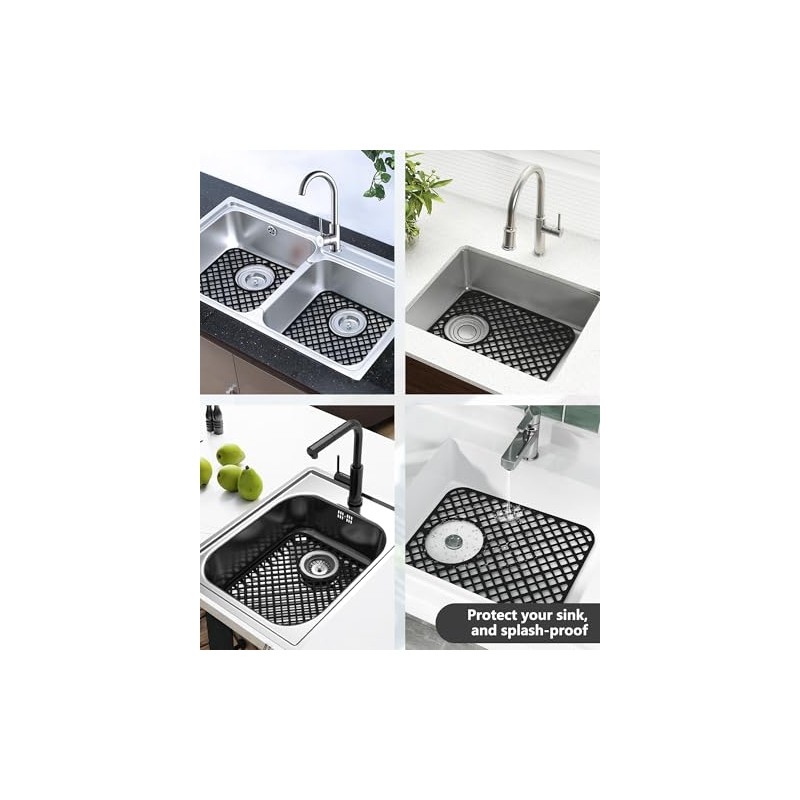 2 Pack Silicone Sink Protector for Kitchen Sink, Trellis Pattern