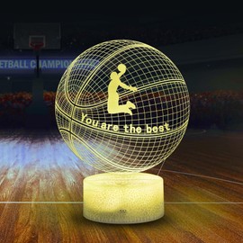 Leiruosi 3D Illusion Night Light, 16 Colors Changing, Kids Room Decor Lamp with Remote and Touch Control, Basketball Unique Nightlight, Sport Fan Gifts for Birthday Christmas Xmas for Boys Girls Teens
