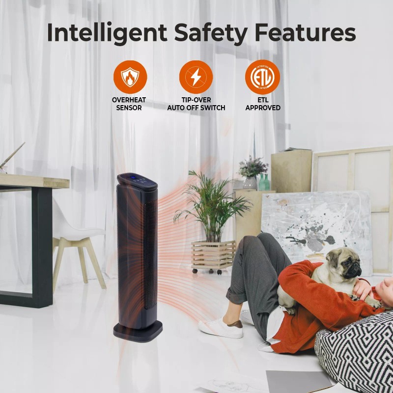 Comfort Zone 30" Oscillating Tower Space Heater with Remote Control