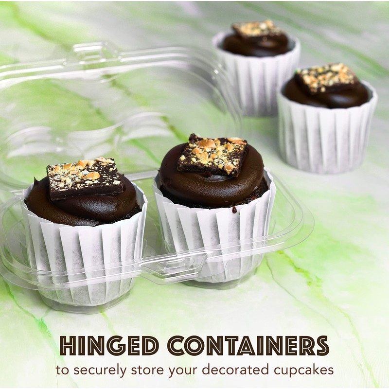 Green Direct 2 Compartment Disposable Cupcake Containers | Clear Cupcake