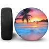 KiuLoam Ocean Sunrise Tropical Palm Tree Spare Tire Cover Polyester