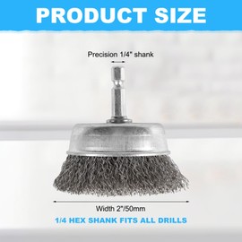 20 Pack Wire Cup Brush with 1/4-Inch Hex Shank, Rocaris 2 Inch Wire Drill Brush Set for Removal of Rust/Corrosion/Paint