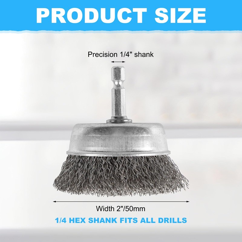 20 Pack Wire Cup Brush with 1/4-Inch Hex Shank, Rocaris