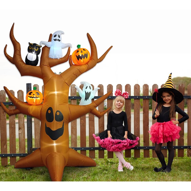 9ft Halloween Inflatable Ghost Tree Halloween Airblown Inflatable Outdoor Decor