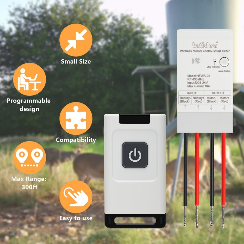 briidea Feeder Activator Remote Control, Compatible with 6-24 VDC Feeders,