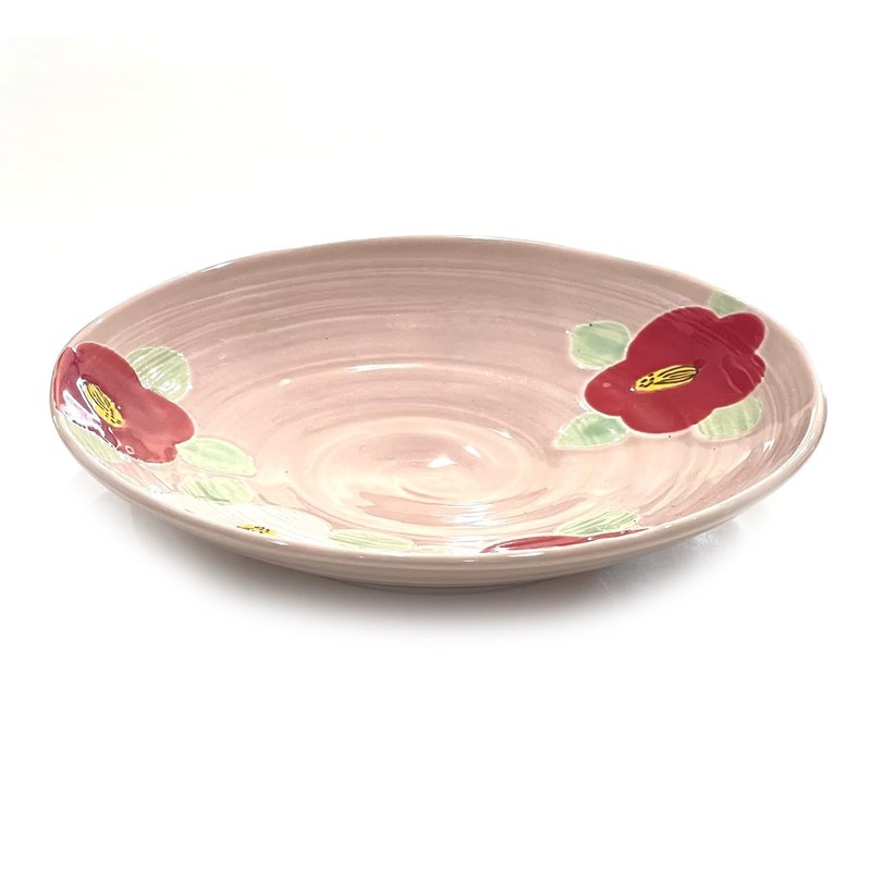 Hasamiyaki Dish, Serving Plate, Handpainted Yamashita Toien, Glazed Camellia, 6
