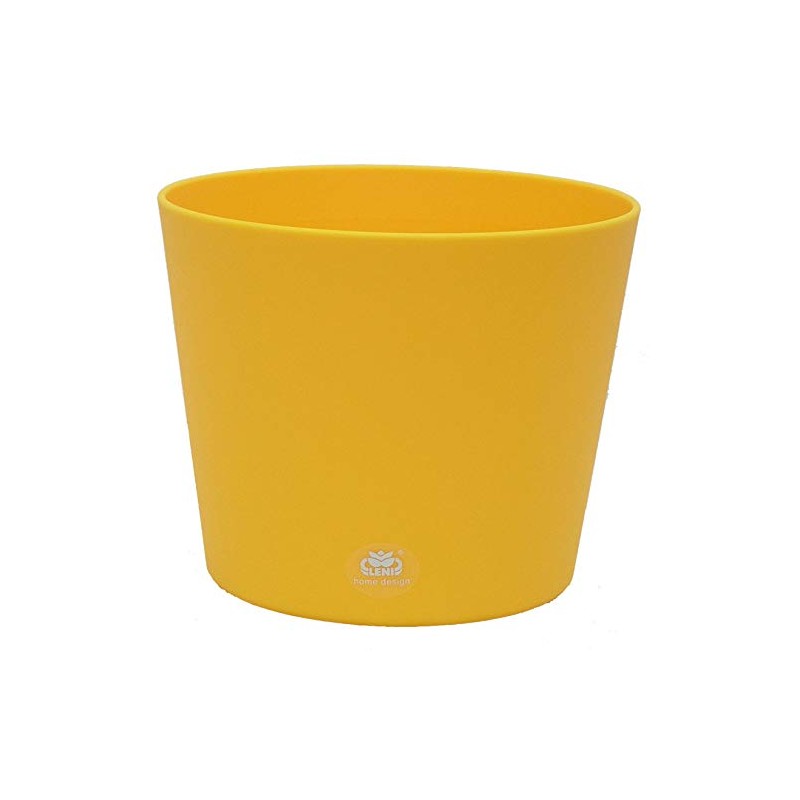 Flori Plastic Flower Pot 14 Yellow Diameter 14.0 cm Height
