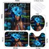 Omebero Black African Flower Woman Shower Curtain Set, Blue Art