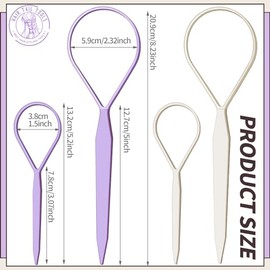 Teenitor 4pcs Pony Tail Hair Tools: 2 Pairs Pony Styling Loop, Pull Through & French Braiding Accessories for Women & Girls - Light Purple/White