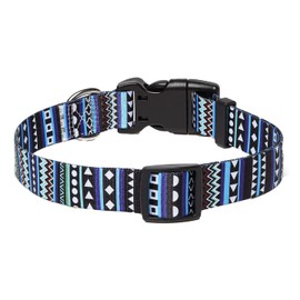Mihqy Dog Collar with Bohemia Floral Tribal Geometric Patterns - Soft Ethnic Style Collar Adjustable for Small Medium Large Dogs(Bohemian Blue,M)