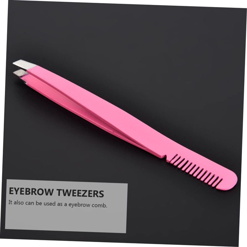 WOONEKY Beauty 4pcs Eyebrow Clamps Stainless Steel Tweezer Comb Ergonomic