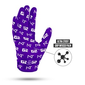 Nxtrnd G2 Pro Football Gloves, Men's Ultra Sticky Elite Receiver Gloves (Purple, Large)