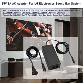 25V2A Power Adapter for LG SN8YG SN7Y SN7R SN6Y SN5Y SLM6Y SLM4R SLM3D SD6 SNC4R GX SLM5Y SP7Y SP8YA Sound Bar LG Musicflow SJ4 SJ4Y SJC8 SJ5 SJ5Y SJ6 SJ8 SJ7 SoundBar Power Supply Cord Charger PSU