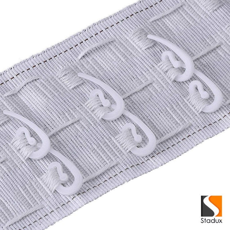 Stadux Curtain Hooks Plastic White Pack of 100, 2.8x1.2cm, Premium