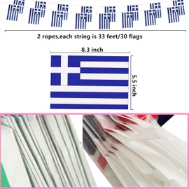 Krmkot Greece Greek String Flag Pennant Banner, Small Mini Greece Greek Bunting Banner National Country Decoration for School, Party, Patriotic Festival, 66 Feet 60 Flags