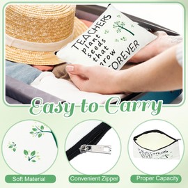 Xuniea 2 Pieces Thanksgiving Teacher Appreciation Gifts Set Makeup Bags Cosmetic Pouch Keychains for Teacher Women(Plant Pattern)