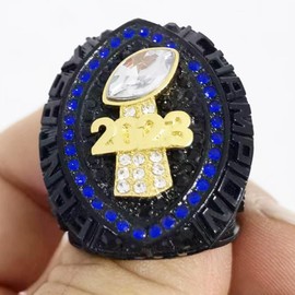 guancrown 2023 Fantasy Football Championship Ring Award Prize Sport MVP Winner FFL League Champion Ring (size 11, black blue stones)