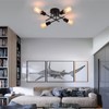 Qcyuui Industrial Semi Flush Mount Ceiling Light 4-Light Rustic Black