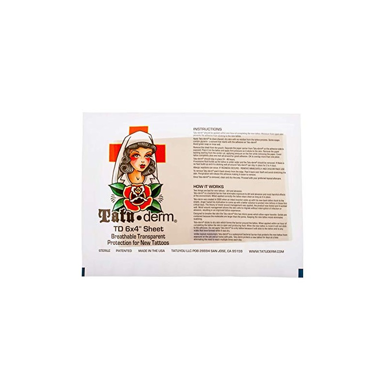 Tatu-Derm Sheet - 6" x 4" - Tattoo Aftercare Advanced