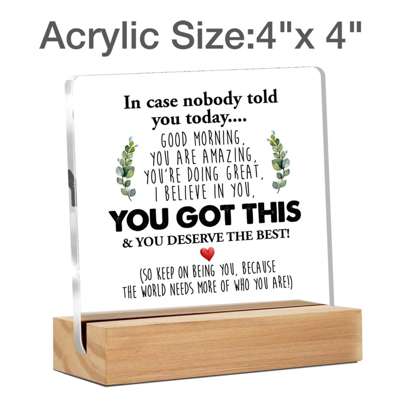 Acrylic Plaque Photo Frame,Inspirational Desk Sign - Motivational Quote -
