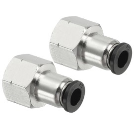PATIKIL Female Straight Tubing Push to Connect Fittings, 2 Pack Female Straight 1/4 Inch Tube OD x 1/4 Inch NPT Thread Push to Connect Fittings for Air Water