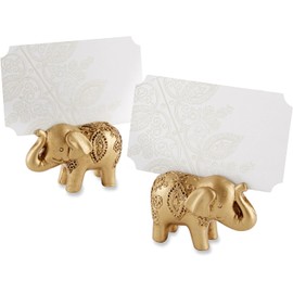 Kate Aspen Lucky Dorado Elephant - Portatarjetas para Colocar Fotos, Recuerdos de Fiesta, decoración de Boda India, Tarjetas de Lugar, Juego de 6 Unidades