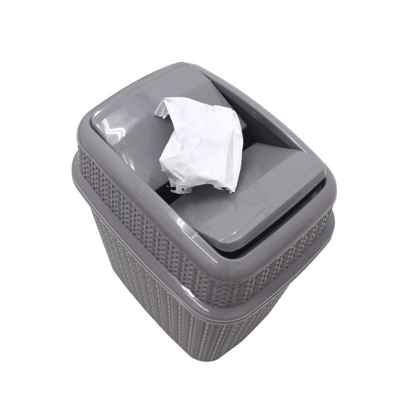 JVL 13-357GY Knit Design Loop Plastic 10 Litre Push Top