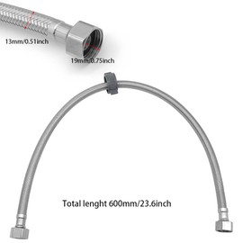 GOIYZTTR Tap Connection Hose Fitting 304 Stainless Steel Reinforced Hose Extension Hose for Kitchen and Bathroom Installations 1/2 Inch 60 cm Pack of 2