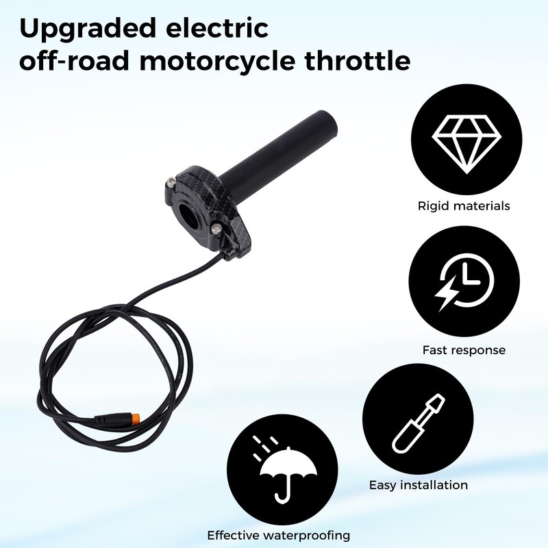 Ebike Full Twist Throttle Grip Kit, 3 Pin Waterproof Anti-Slip