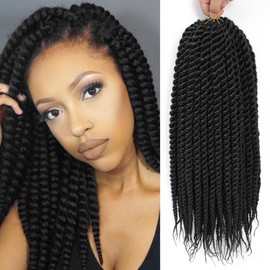 Havana Twist Crochet Hair 6 Packs 14 inch Crochet Braids Senegalese Twist crochet Hair Jumbo Havana Twist Crochet Braids(1B)