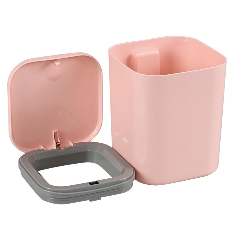 Yesdate 2 L Plastic Tiny Push-Button Trash Can, 0.5 Gallon