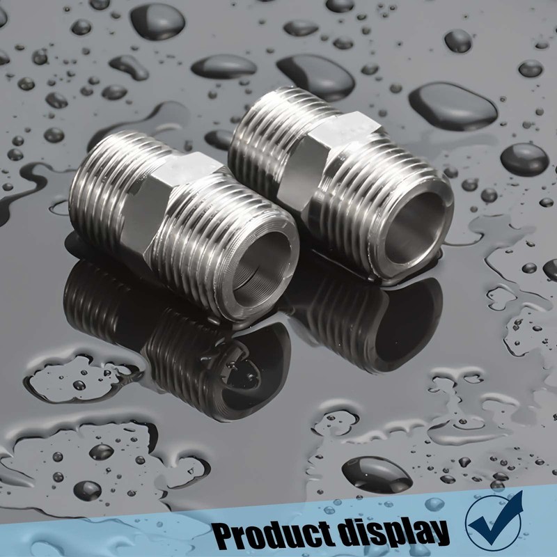 2 Pack Shower Hose Extension 1/2" to 1/2" Chrome Hex