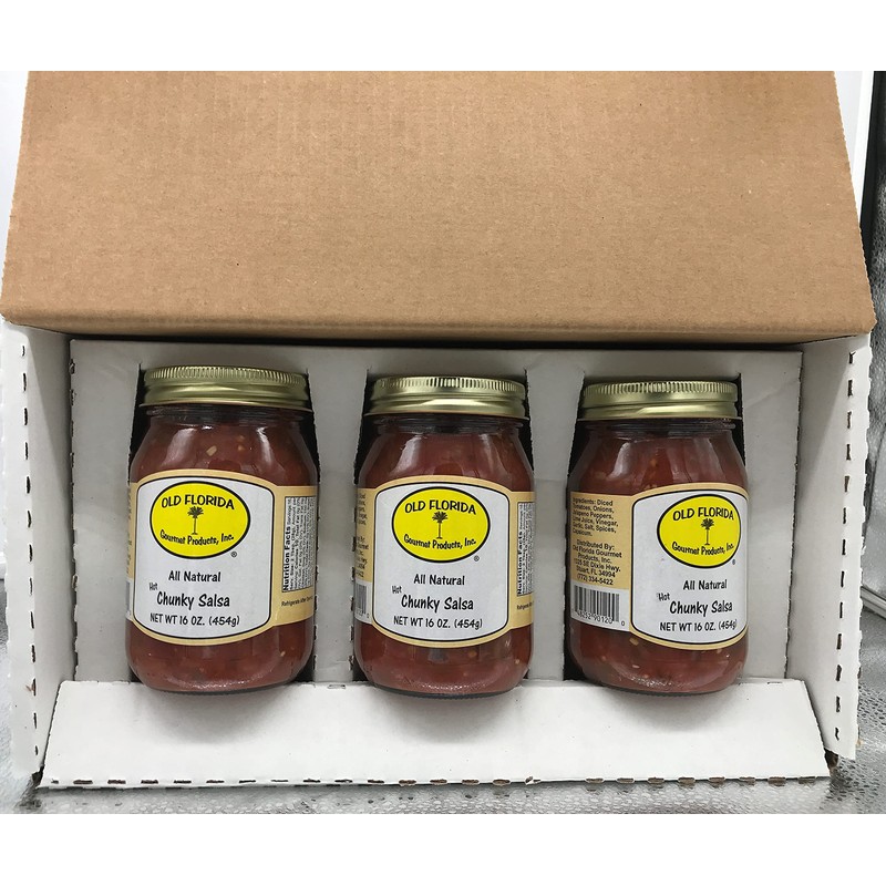 Old Florida Gourmet Salsa Hot Chunky, 16 Ounce - PACK