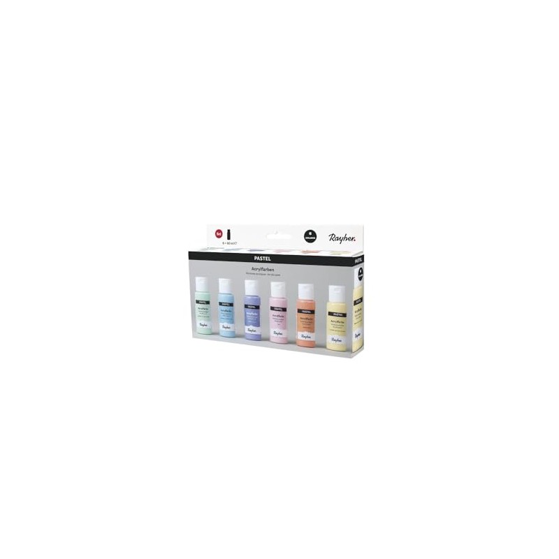 Rayher Set colori acrilici pastello, 6 colori à 60ml, 35061000