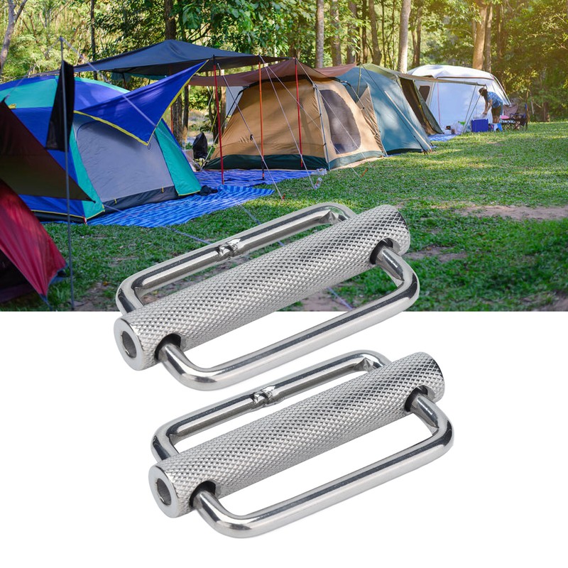 2Pcs Slide Buckle 316 Stainless Steel Rectangle Adjustable Knurled Roller
