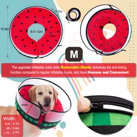 Inflatable Dog Cone Collar with Enhanced Anti-Licking, Soft Neck Donut for Dogs Cats, Recovery Pet Cone Collar After Surgery for Large Medium Small Dogs (Red, M)