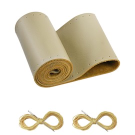BELINOUS Funda De Cuero Para Volante Con Cordones, Cosido En Envoltura, Ajuste Universal De 13 A 20 Pulgadas Para Coche, Camión, Suv, Camioneta, Barco, Una Pieza Entera De Piel De Vaca, Puntada De Bricolaj