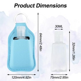 IBEQUEM 8Pcs Hand Sanitizer Keychain Holders, Empty Hand Sanitizer Holders Set Include 4 Pcs Hand Sanitizer Holder Keychains and 4 Pcs Reusable Flip Cap Travel Bottles for Hand Sanitizer, 1Funnels