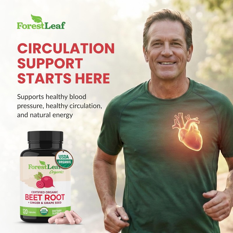 ForestLeaf USDA Organic Beet Root Capsules - Beetroot Supplement 16000