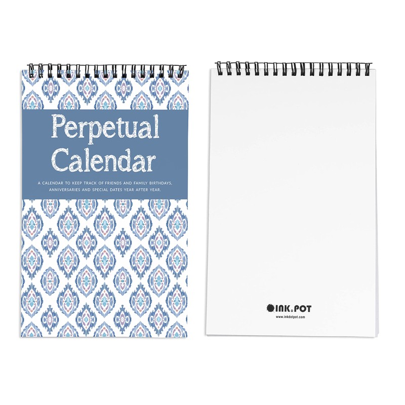 Inkdotpot Ikat Perpetual Calendar, Important Dates to Remember- 6x9 Monthly