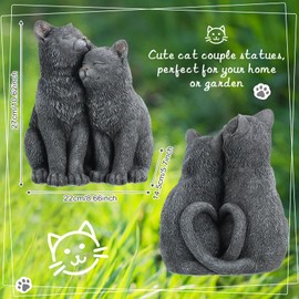 Wenqik Black Cat Statue for Garden Couple Kitten Figurines Decor Resin Cat Sculpture Decorative Garden Statues for Outside Patio Yard Farmhouse Gifts for Cat Lovers Mom 8.66 x 5.7 x 10.62 Inch
