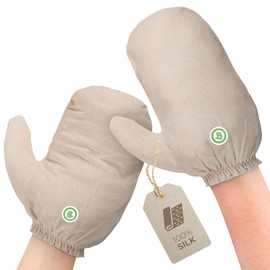 MASSAGE-EXPERT Garshana silk gloves made of raw silk [1 pair]. For peeling, Ayurveda, dry massage & cellulite. Small