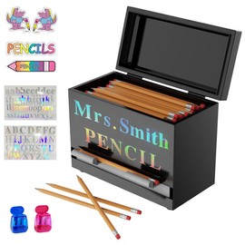 Stainless Steel Pencil Dispenser for Classroom-Pencil Dispenser Holder for Home Office/Teachers Includes 4 Removable Stickers and 2 Pencil Sharpeners