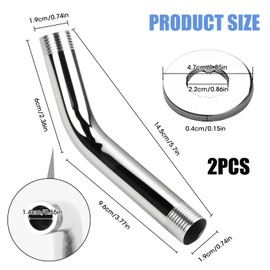 Shower Head Extension Arm, 20cm Universal G1/2" Shower Hose Extension, Durable Stainless Steel Shower Arm Extension with Built-in Washer for Easy Installation and Maximum Flexibility