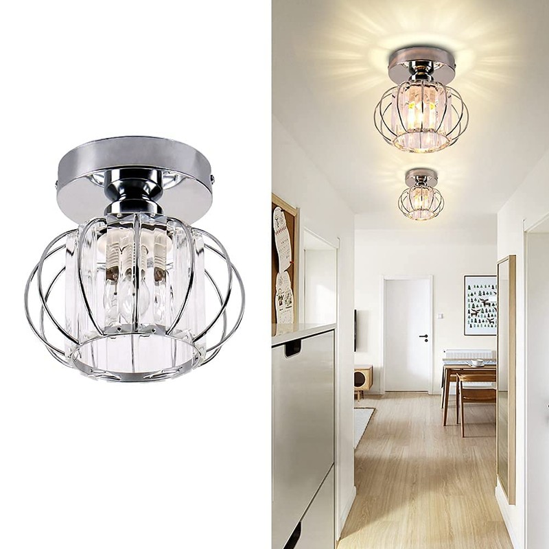FRIXCHUR Small Chandelier Semi Flush Mount Ceiling Light Fixture Chrome