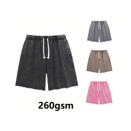 Personalize Trendy High Street Sports New Casual Washed Retro Heavyweight Pants ShortsColor: Apricot, Size: 2 XL