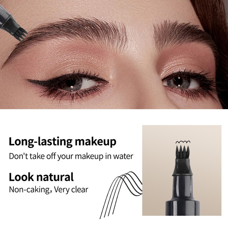 2-in-1 Microblading Eyebrow Pencil with 4 Fork Tips, Magic 3D