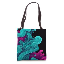 Abstract Wave Art Teal Magenta Tote Bag